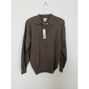 NWT Vintage Ann Wi Wool Blend Collared Sweater Brown/Gray Large‎